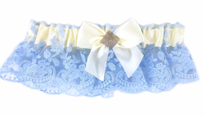 Бант кружевной голубой