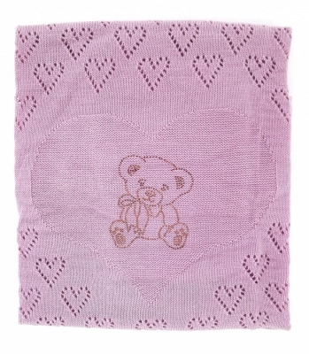 Плед "Мишка" темно-розовый