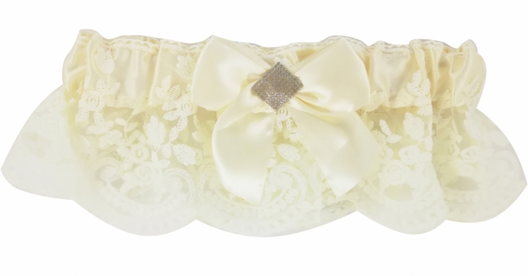 Бант кружевной молочный